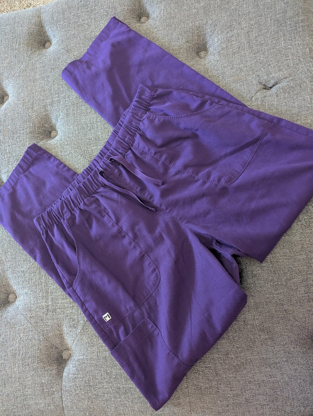 Purple Elastic-Waist Track Pants/Work Pant with Drawstring